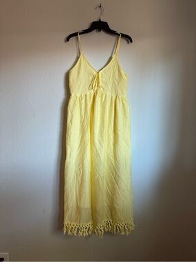 SHEIN Yellow Spaghetti Strap Tassel-Hem Maxi Dress